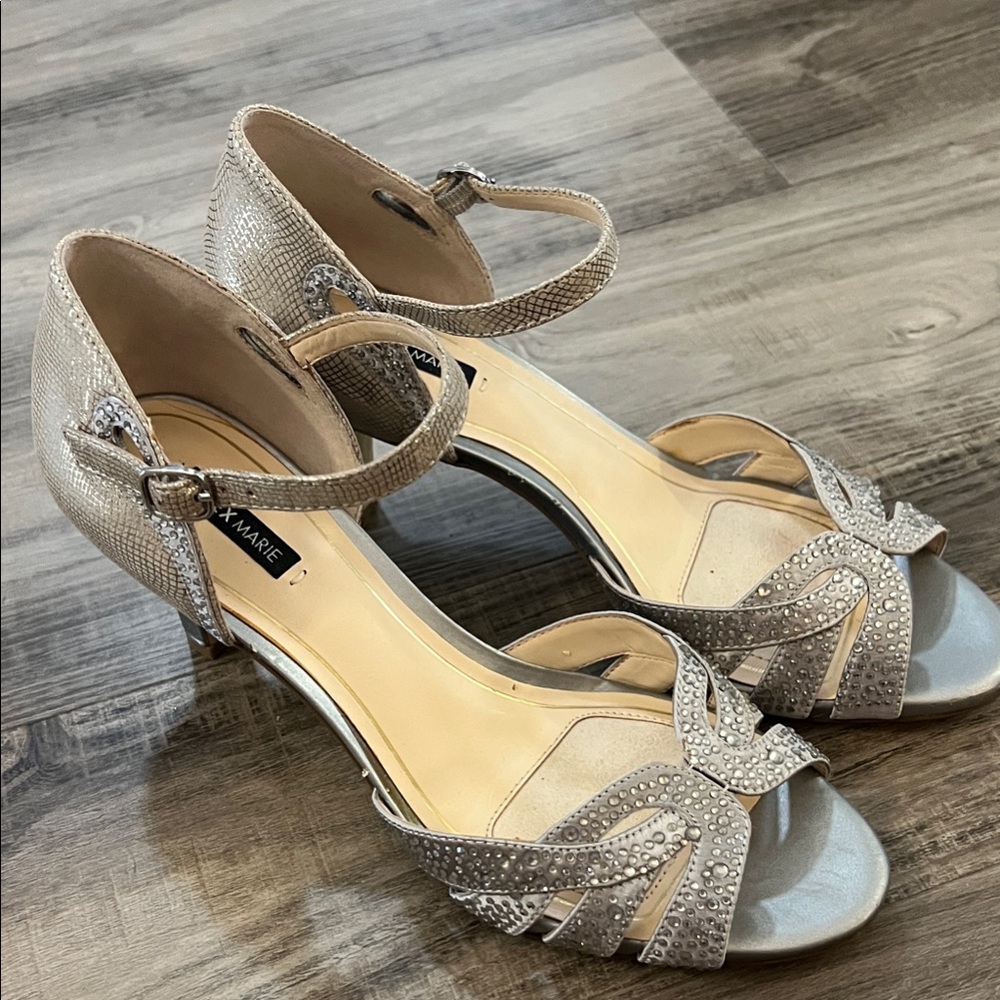 Alex Marie Silver Textured Heels